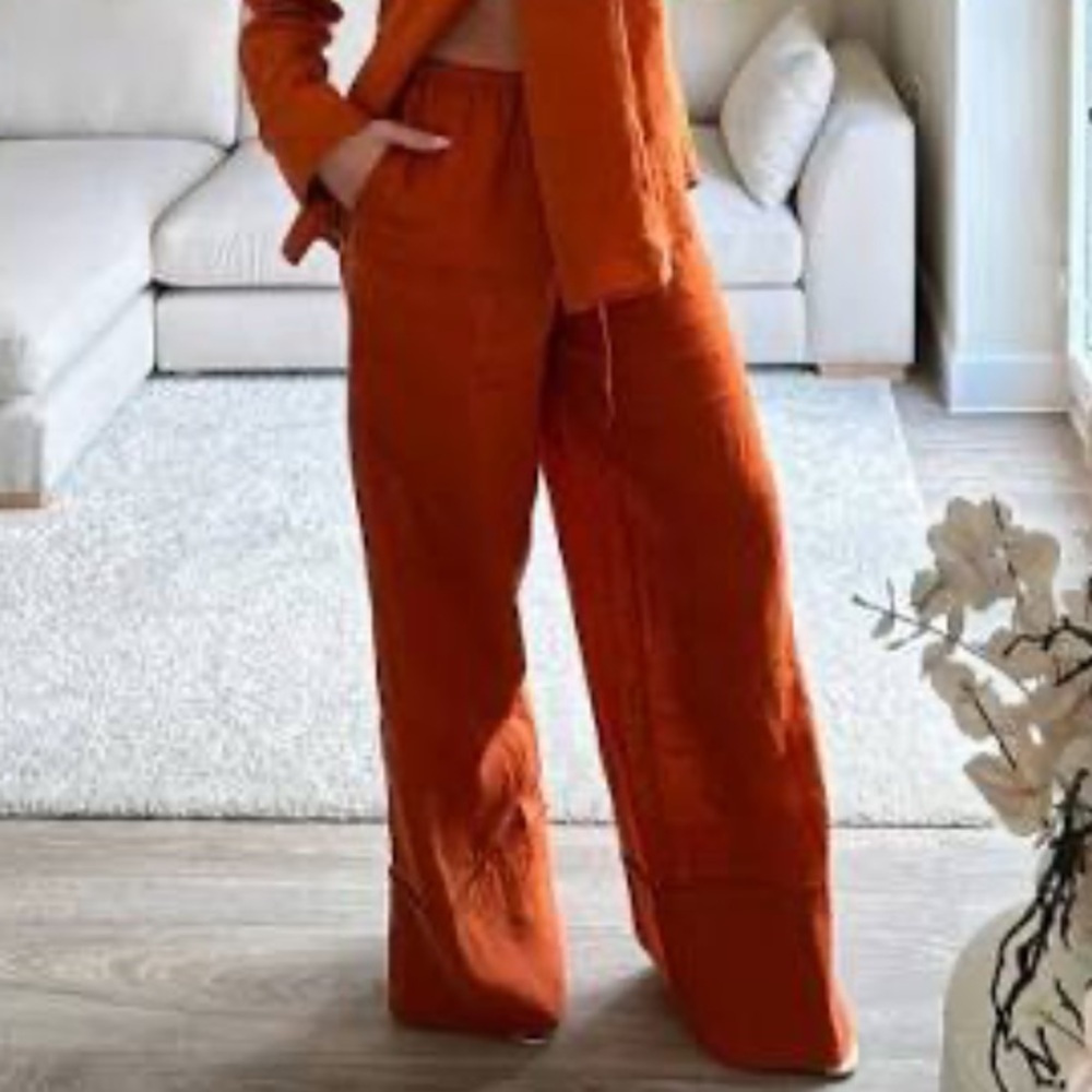 NEW ZARA ZW Collection 100% Linen Palazzo Trousers Pants 4786/091/642 - Picture 5 of 13